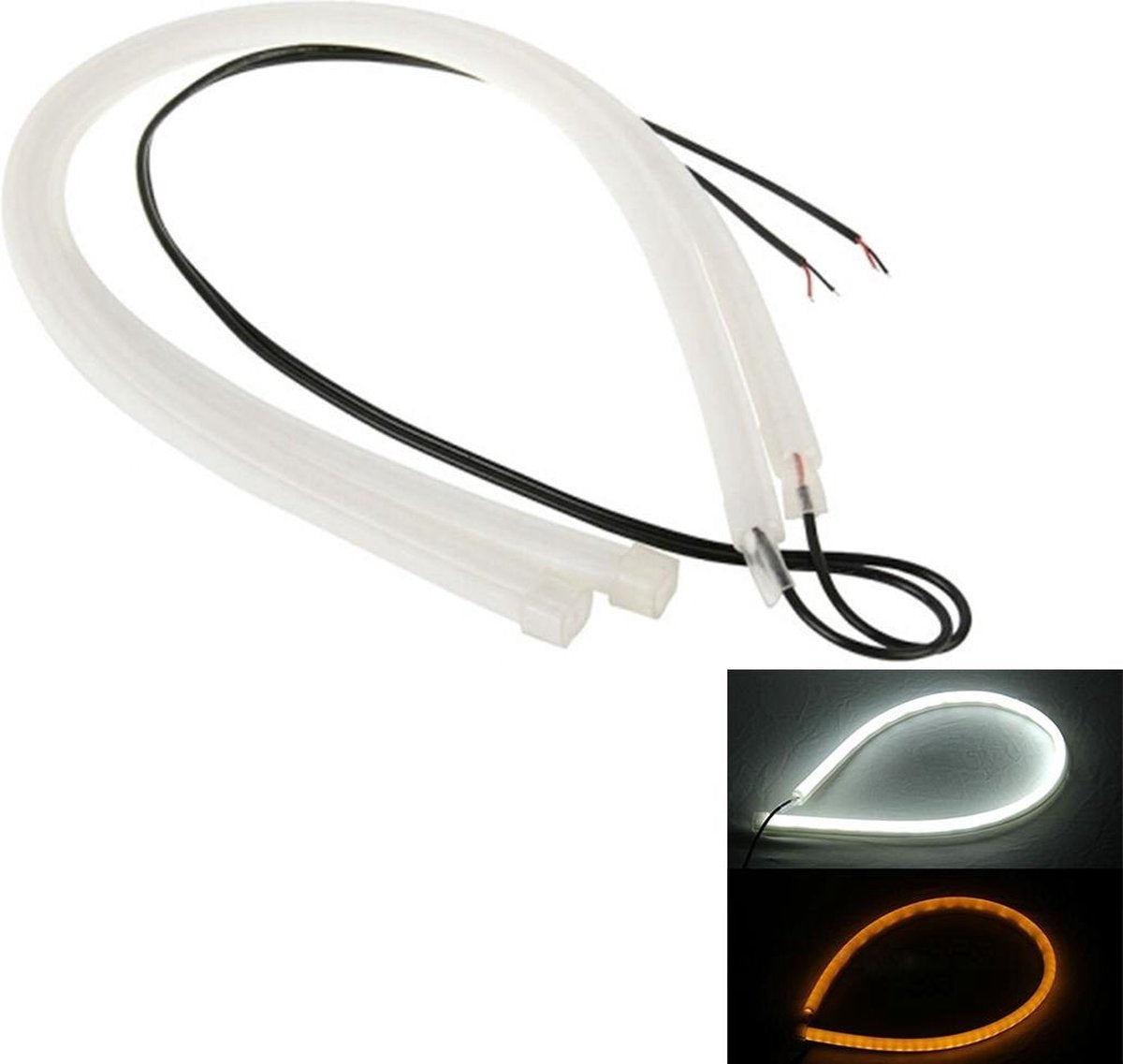 2 STKS 12V 30cm Auto-dagrijverlichting Zachte artikellamp (geel licht + wit licht)
