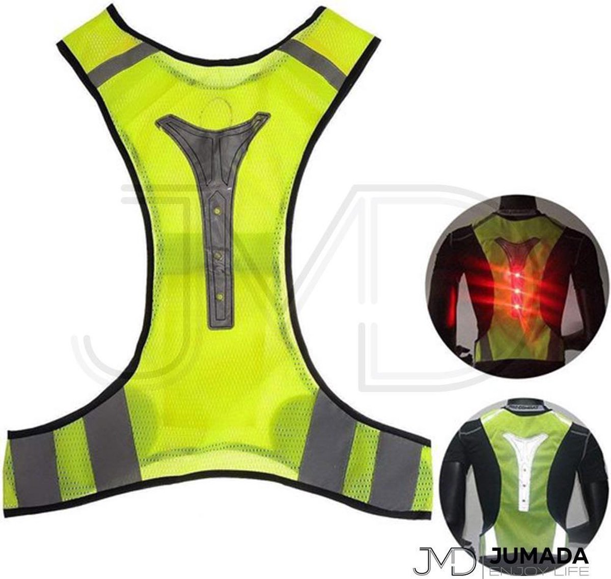 Hardloopvest met LED verlichting - Hardloophesje - Veiligheidsvest - Veiligheidshesje - Reflecterend - Geel