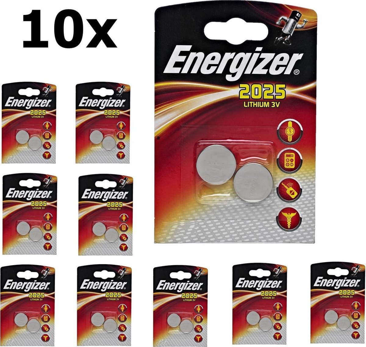 20 Stuks (10 Blisters a 2 st) Energizer CR2025 3v lithium knoopcel batterij