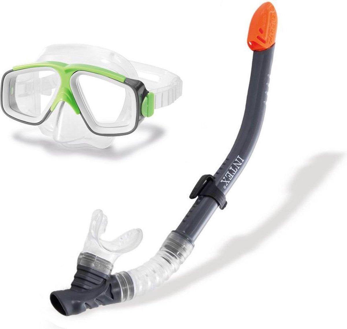 Duikbril compleet met snorkel - Intex - Polycarbonaat lens voor extra veiligheid.- Hypoallergeen -Zacht PVC rand voor comfortabele pasvorm - Gemakkelijk verstelbaar door hoofdband - Gemaakt van duurzaam PVC rubber