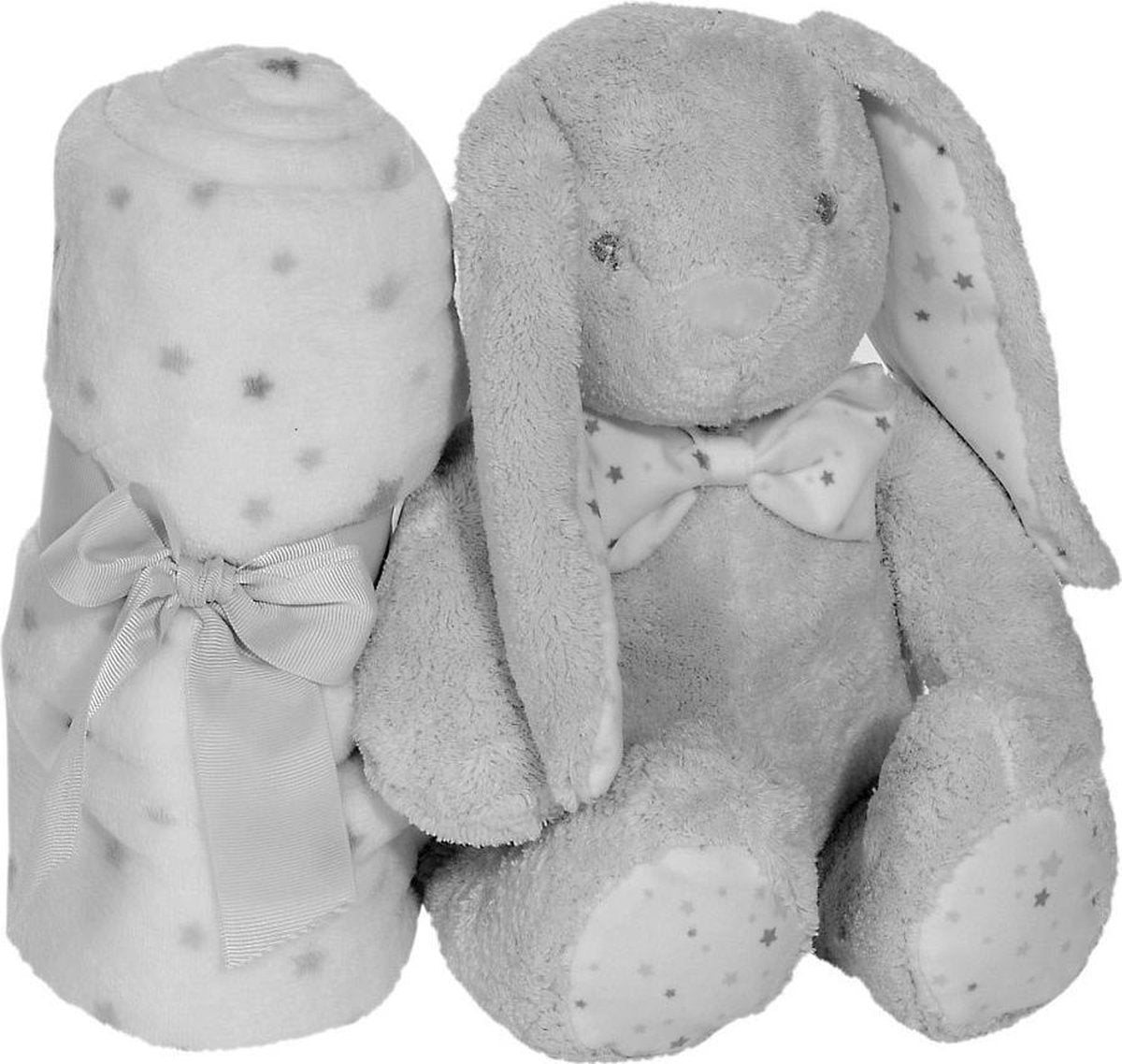 Interbaby Babydeken En Knuffel Haas 80 X 110 Cm Pluche Grijs