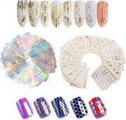 GUAPÀ - Nail Art Nagel Sjabloon Stickers 42 vellen - Zelfklevende Nagelstickers & Nageldecoratie 3D Goud en Zilver