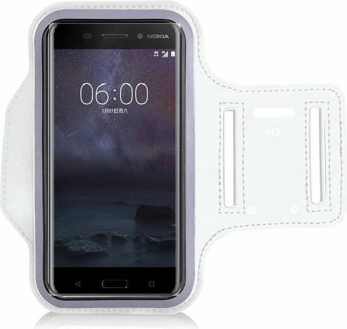 Nokia 6 - Sportarmband hoesje wit hardloopband