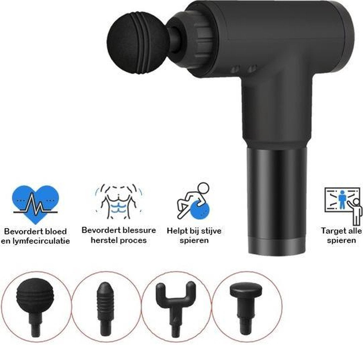 Massage Gun - 4 Opzetstukken- 6 Comfortabele standen - Sport & Relax -  All in one - Spierherstel en Spierontspanning -  Massage – Vibratie