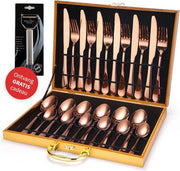 TDR - Roestvrijstalen bestek set -  24 delig  - inclusief koffer - Roségoud + gratis cadeau