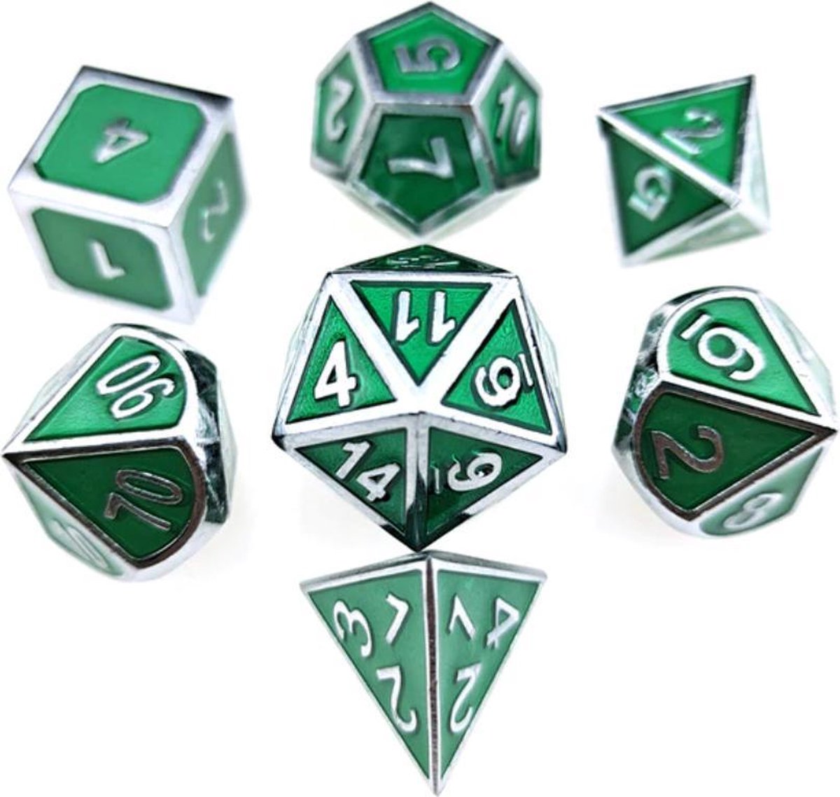Dice set Dungeons Dragons Metal Dice set Silver green - Dobbelstenen