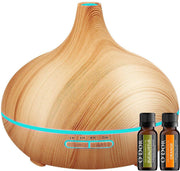 O'dor® Aroma Diffuser met extra Eucalyptus + Orange Etherische Olie - Ultrasone Vernevelaar Bevochtiger Verdamper- Hout Look