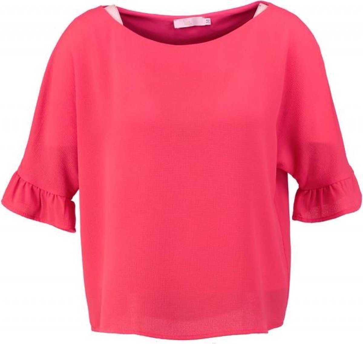 Signe nature kort polyester structure shirt pinkish red - Maat 46