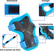 Skate Beschermset Kinderen - Skate Set Kind - Skeeler Bescherming - Verstelbare Fietshelm inclusief Kniebeschermers Polsbeschermers en Elleboogbeschermers - Maat S