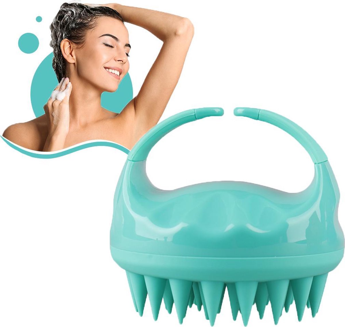 JOLTIA Siliconen Haarborstel - Scalp Massager - Anti-roos - Turquoise