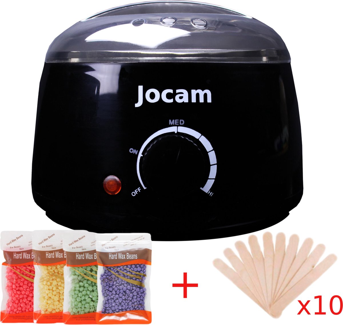 Jocam - Wax Ontharen - Inclusief 400 gram Wax Bonen en 10 Houten Spatels - Wax Apparaat - Ontharingsapparaat - Wax ontharing set - Wax beans - Wax Verwarmer