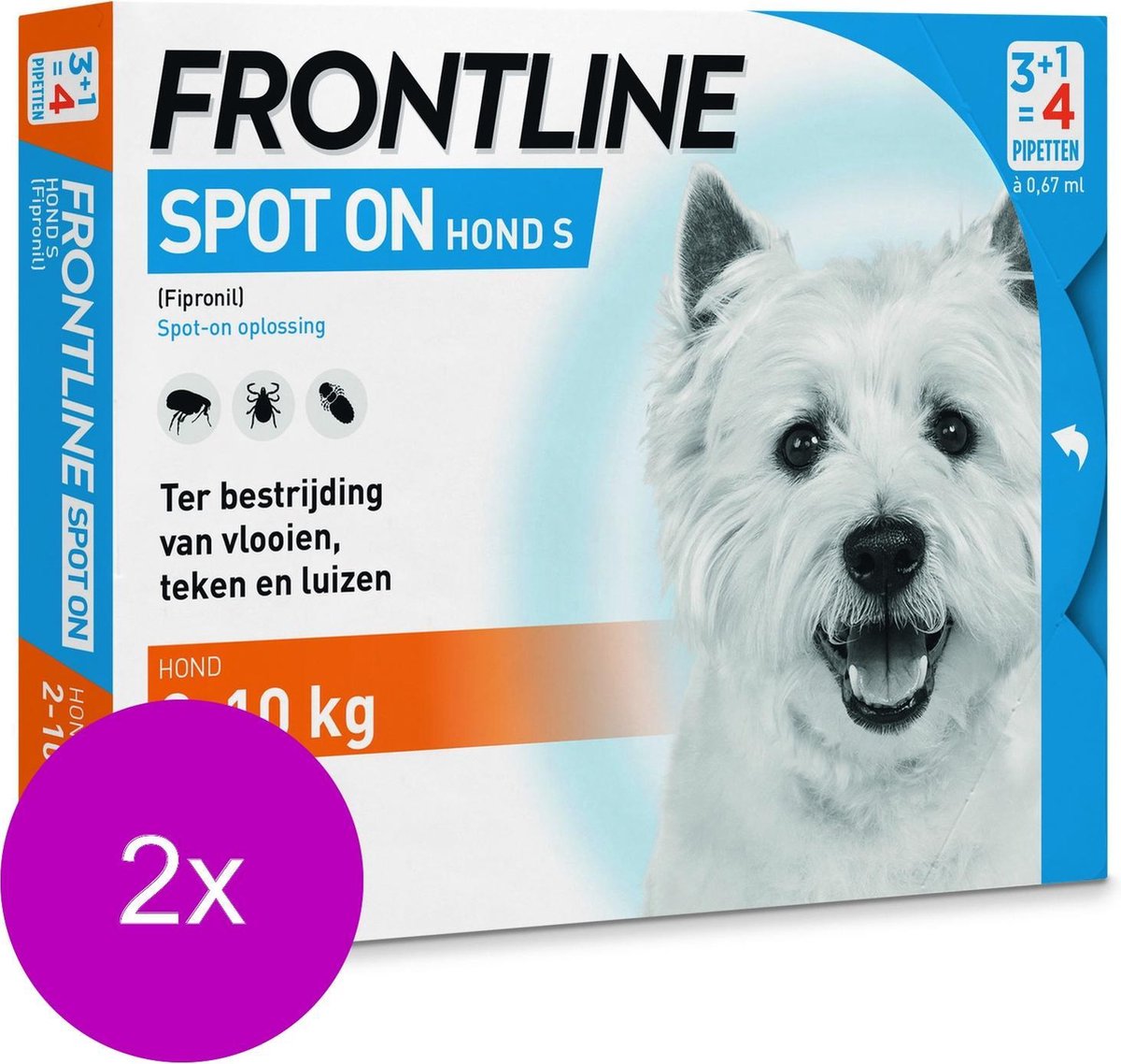 Frontline Spot On 1 Small Hond Small - Anti vlooien en tekenmiddel - 2 x 4 pip