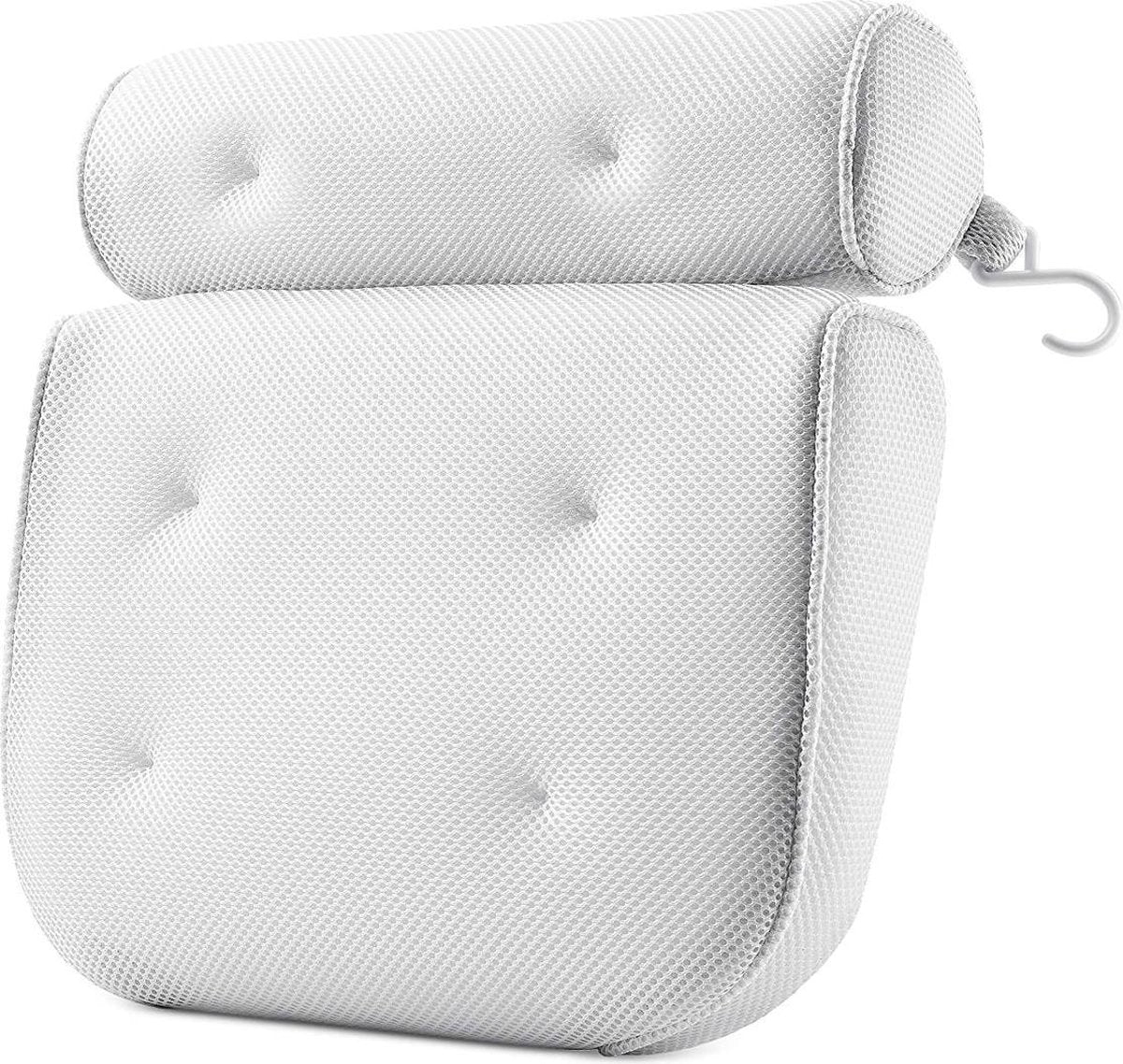 TheBeautyWay Luxe Badkussen met Anti Slip Zuignappen - Home Spa Kussen voor Rug/Schouder/Nek - Orthopedisch Hoofd Steun voor In Bad en Jacuzzi - Waterdicht - Wit