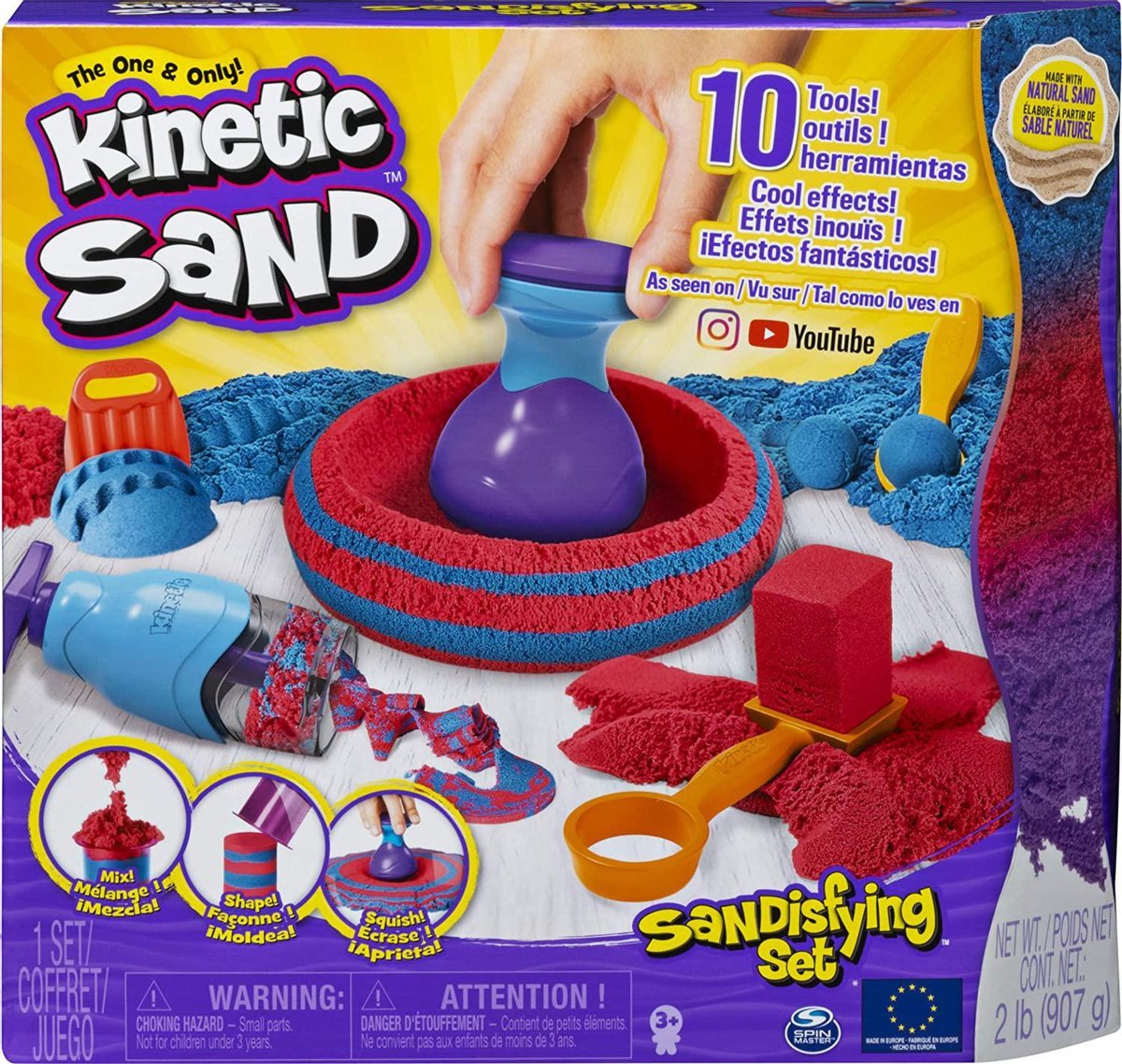 Gutos Kinetic Sand © - Sandisfying Set - Kinetisch zand activiteiten box - 907 Gram kinetic sand - Kinetic sand vormpjes - Magisch zand - Super sand - Speelbox - Magic zand - Speelgoed set - Magic sand