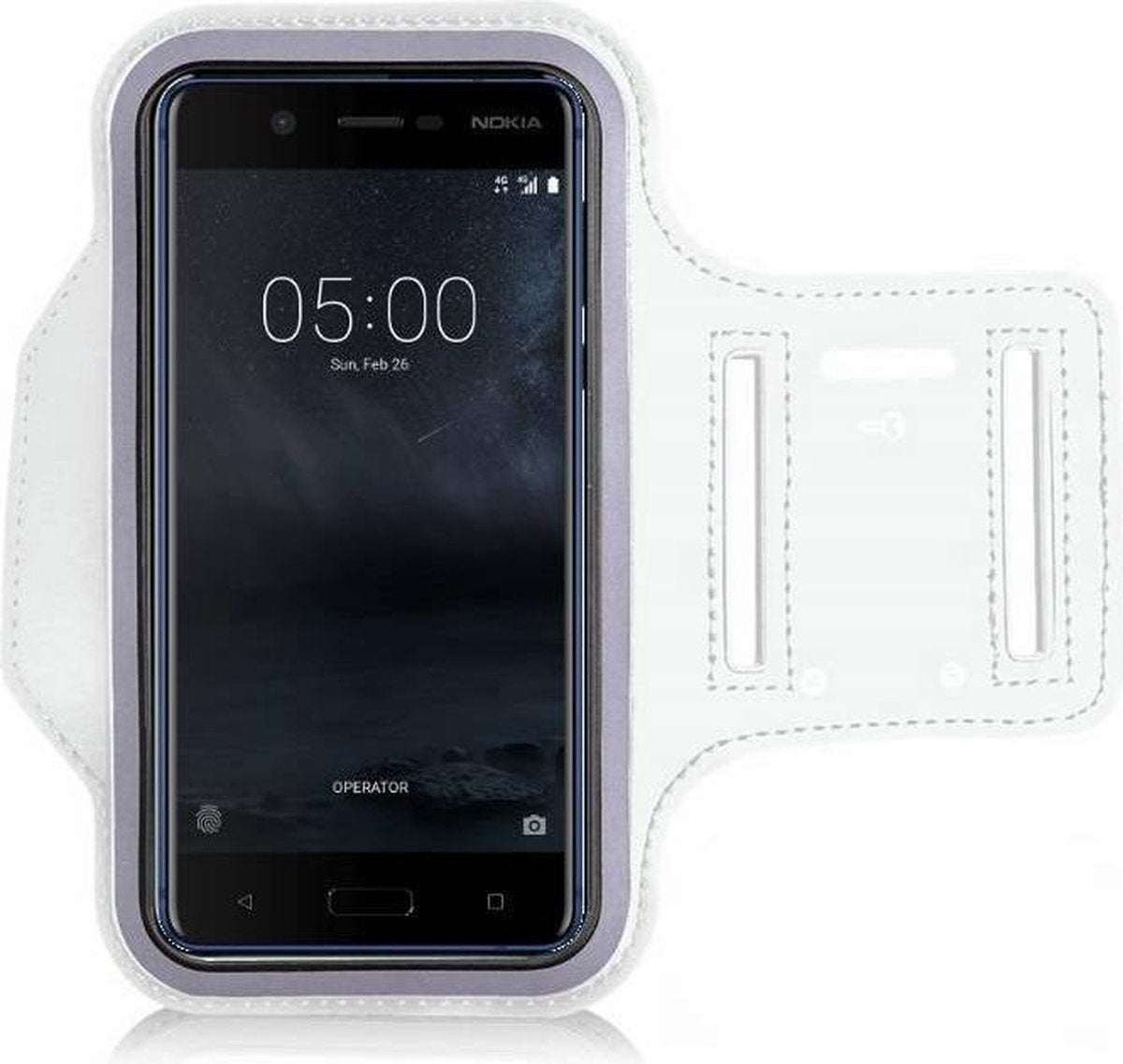 Nokia 5 - Sportarmband hoesje wit hardloopband