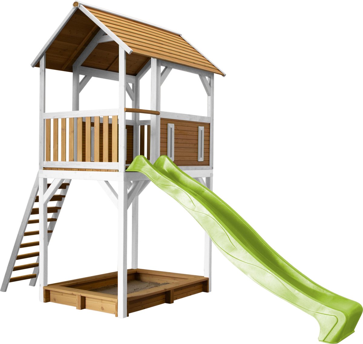 AXI Safari Dory Speeltoren Bruin/wit - Limoen groene Glijbaan