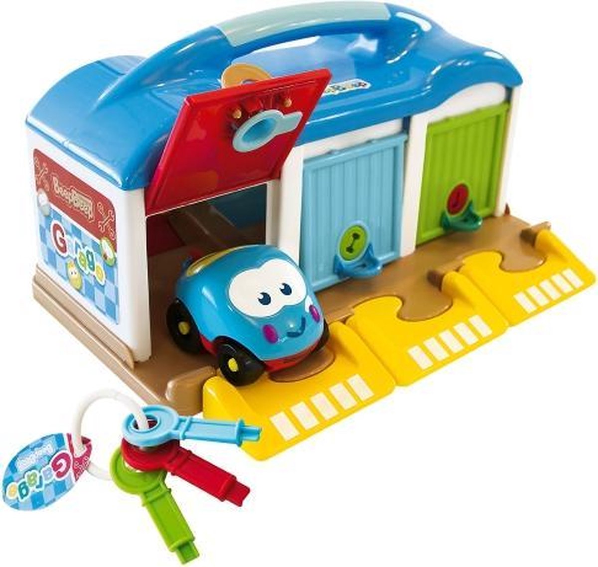 Imaginarium Speelgoedgarage Beep-Beep - Garage met 1 Auto - Met 3 Deuren en Sleutels