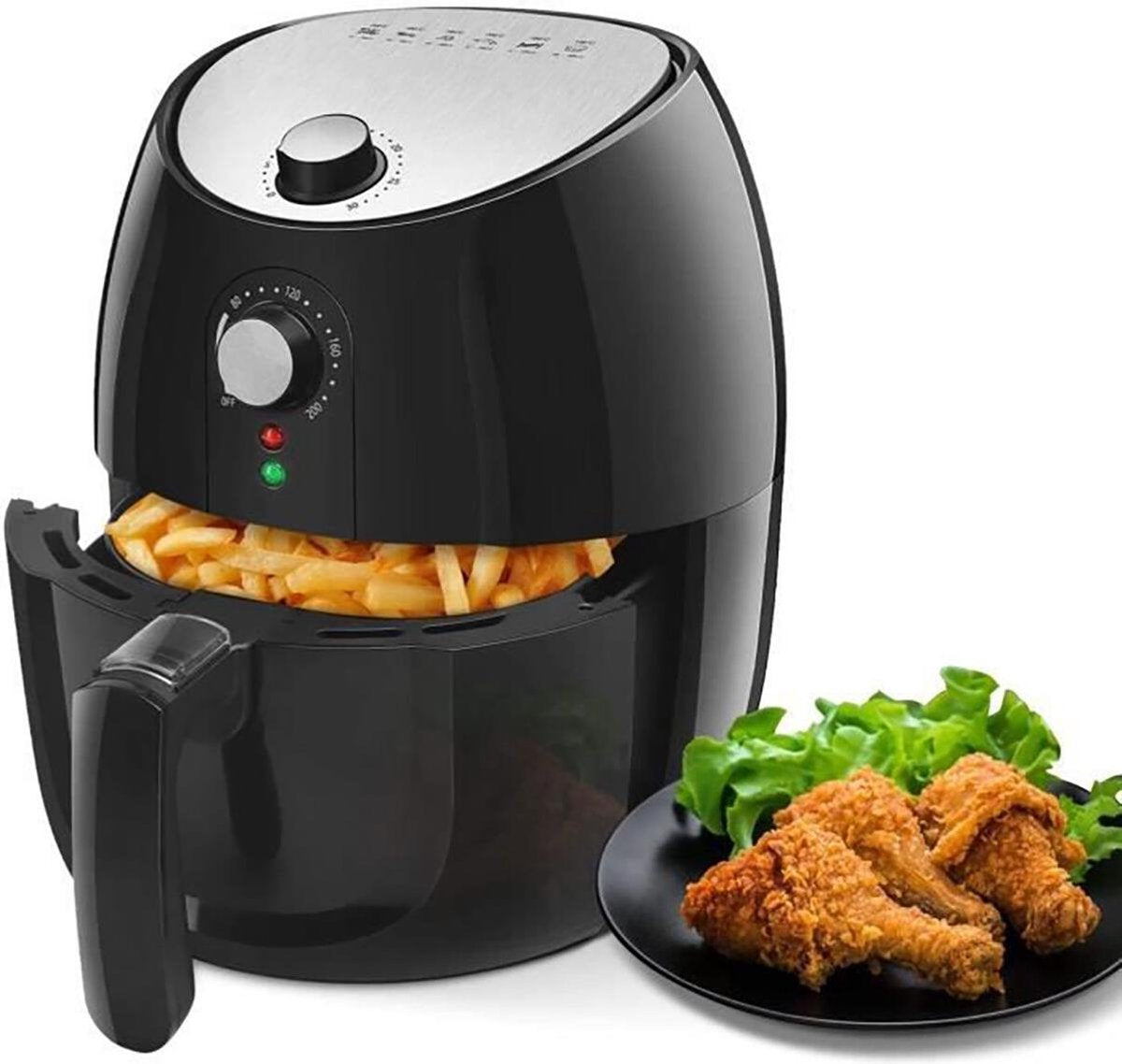 Airfryer - Igia Hida - Hetelucht Friteuse - Timer - 3.5 Liter - Zwart/Zilver