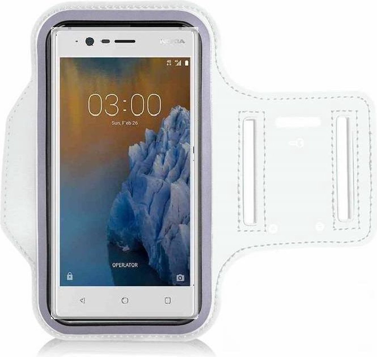 Wit Sportarmband Hardloopband voor Nokia 3