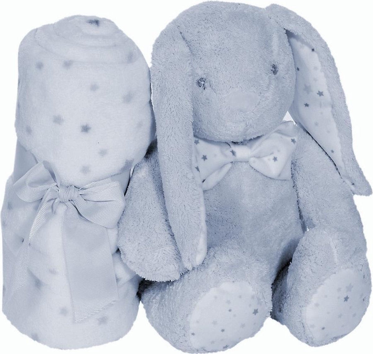 Interbaby Babydeken En Knuffel Haas 80 X 110 Cm Pluche Blauw