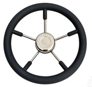 Savoretti Tenerife RVS Stuurwiel met zwarte polyurethaan Rand Ø 450 mm