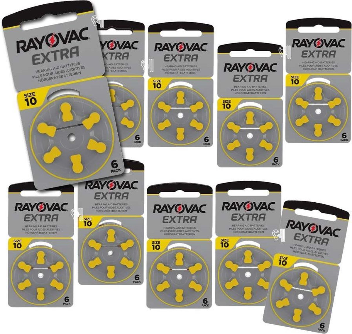 Rayovac A10 hoorbatterij (geel) 60 stuks