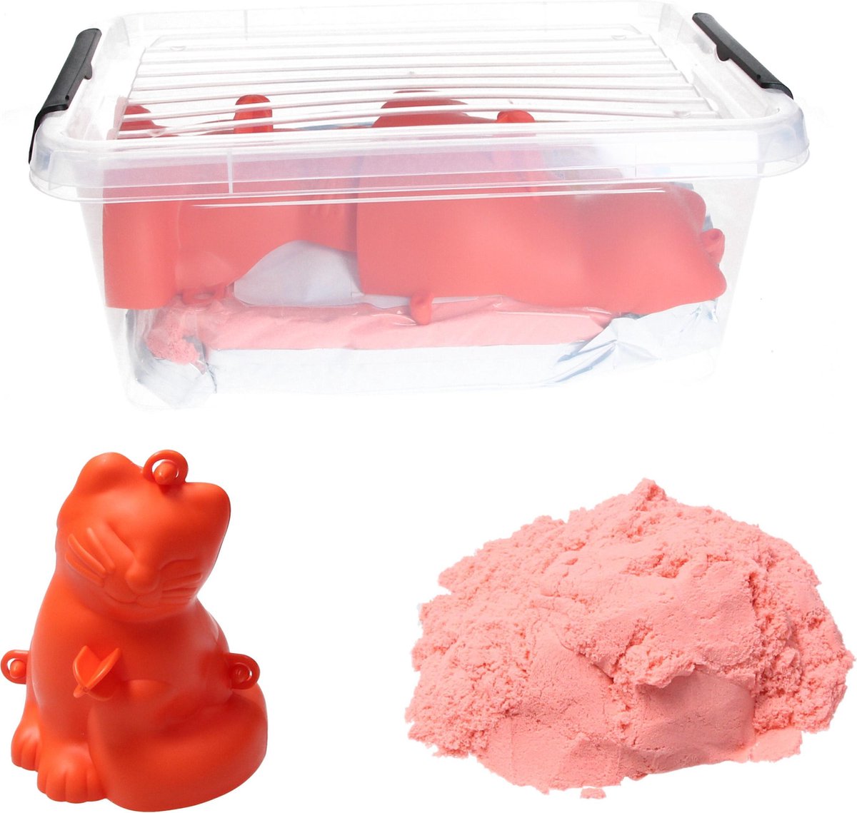 Banzaa Moving Sand Speelzand Roze 2.5 KG Modelleer Zand in Bak + Mal Poes