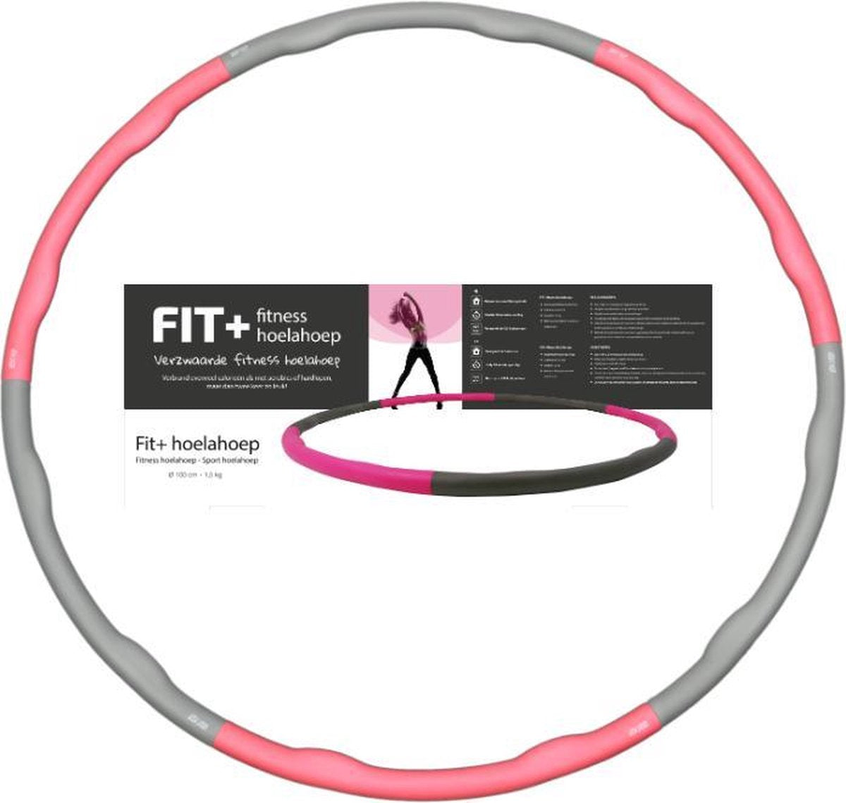 Sportbay FIT+ - Fitness hoelahoep - 1.5 kg - Ø 100 cm - Roze/Grijs