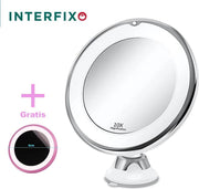 Make up Spiegel met LED Verlichting |  360°  Verstelbaar met Sterke Zuignap | 10x Vergroot | Ringlight |  Spiegel met Licht | Ronde Spiegel | Wandspiegel | Plakspiegel | Spiegels | Make Up Organizer | Batterijen aaa | Make up Tafel