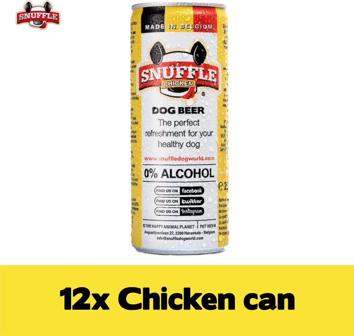 Snuffle Hondenbier Blik 12x Kip Smaak