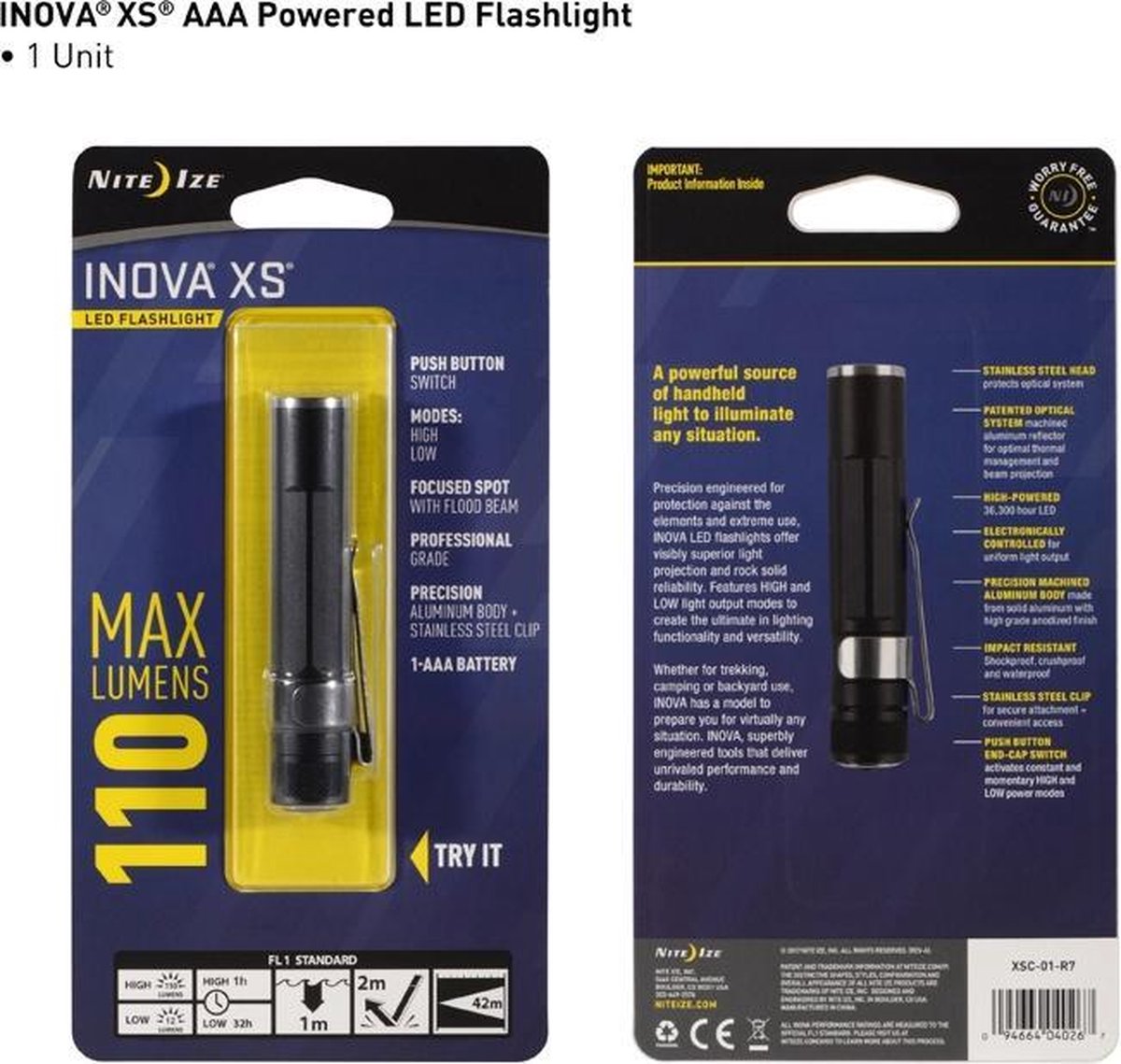 NIte Ize INOVA XSC LED Flashlight -  Zwart - 110 LUMEN