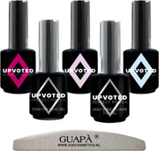 GUAPÀ® Gellak Starterspakket | Gel Nagellak Kleuren Set | Base Coat Gellak | Top Gel Gellak | Pink Gellak
