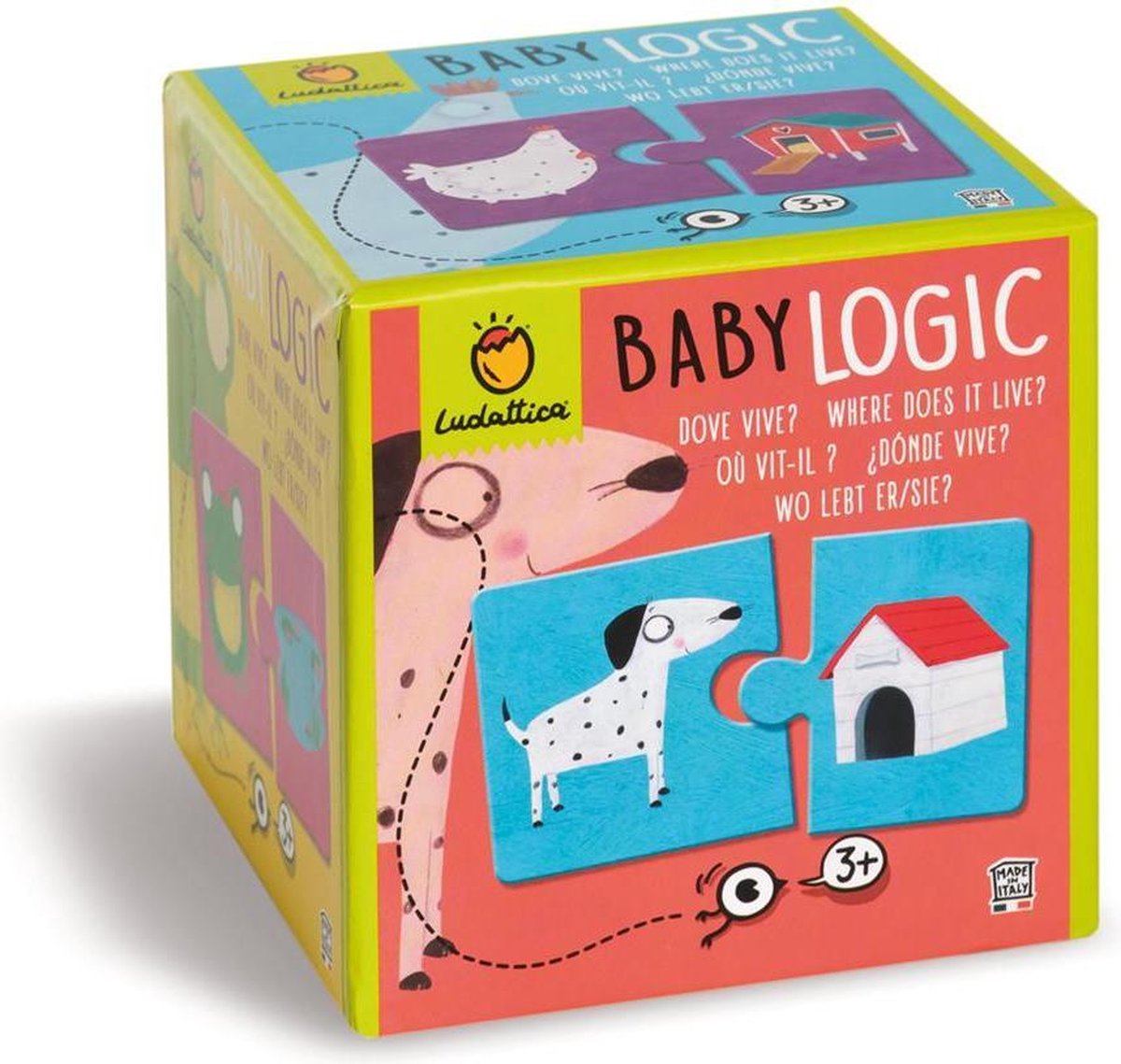 Ludattica Puzzels: WIE WOONT WAAR? - Baby Logic 12x12x12cm