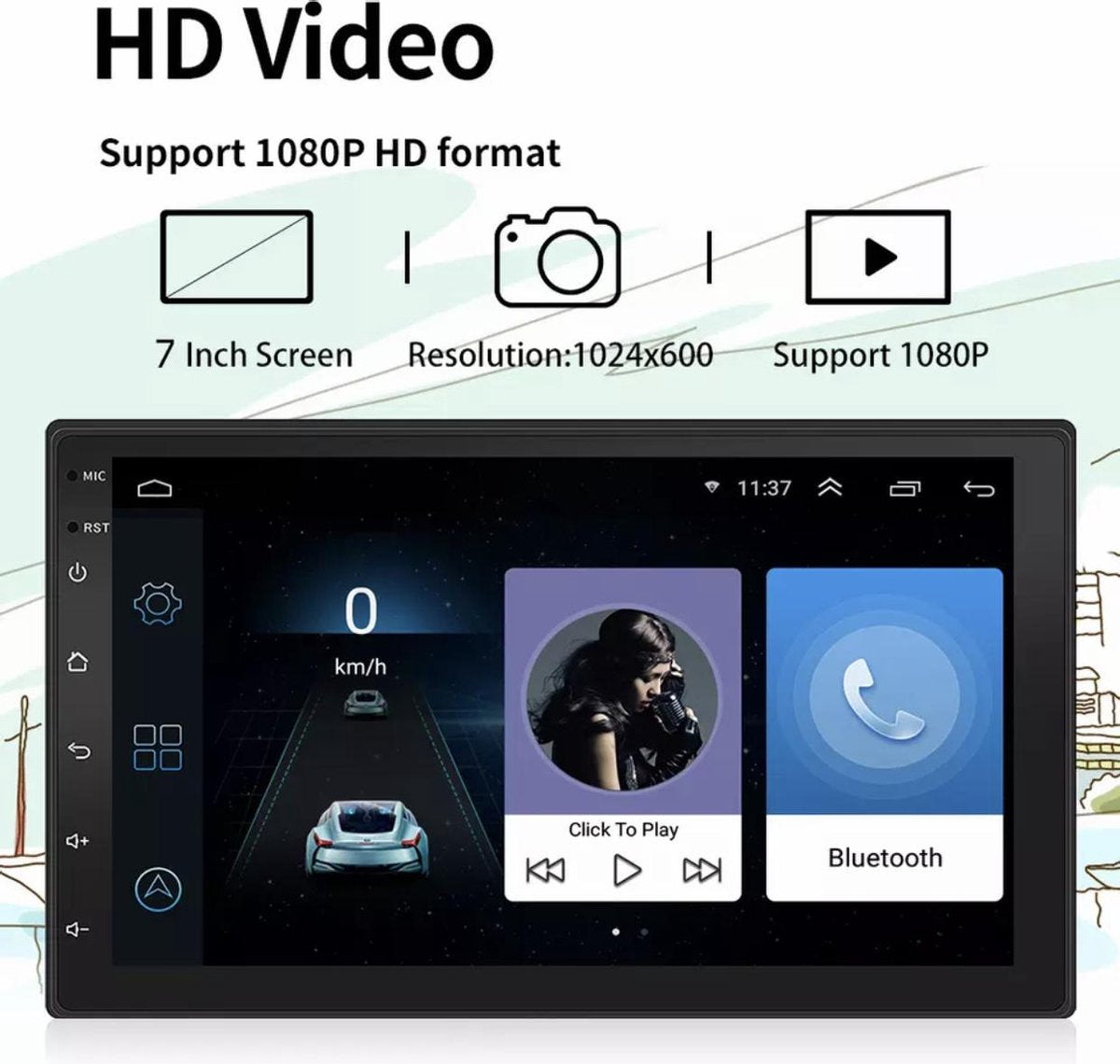 2 Din - Dubbel Din - navigatie - Android 10.1 - achteruitrijcamera- Navigatie - WIFI - Autoradio