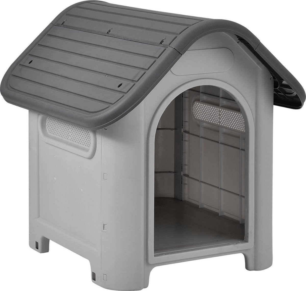 Hondenhok hondenhuis PVC 75x59x66 cm grijs en zwart