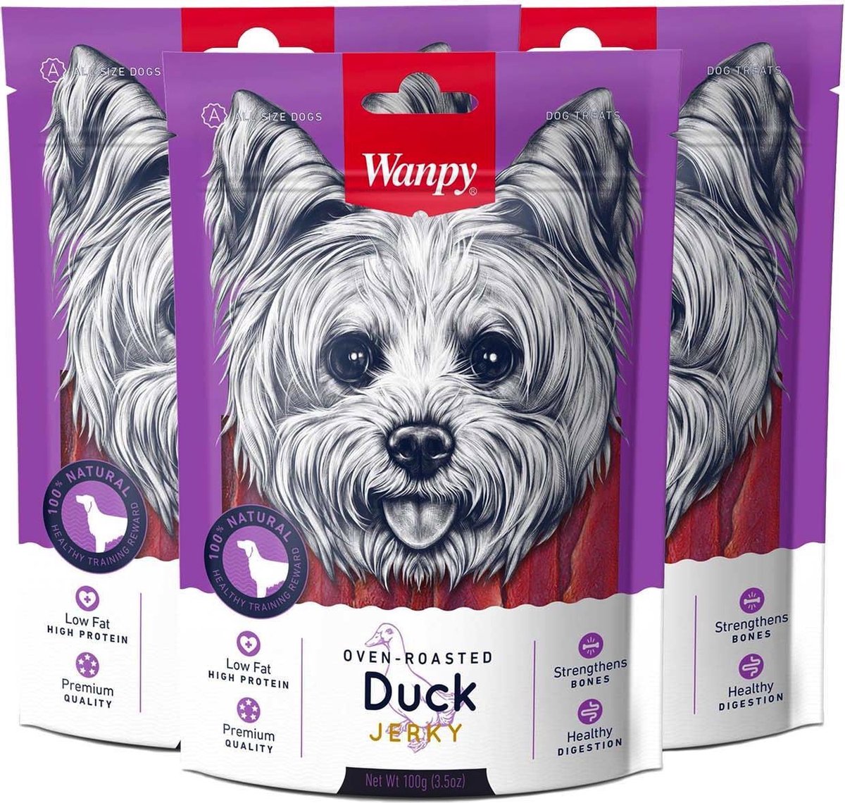 Wanpy - Duck Jerky - Voordeelbundel van 3 zakken - Hondensnack