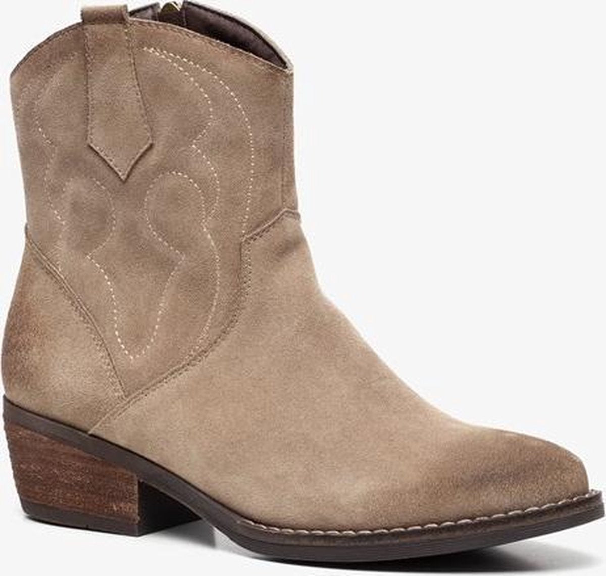 TwoDay suede dames cowboy western laarsjes - Beige - Maat 38