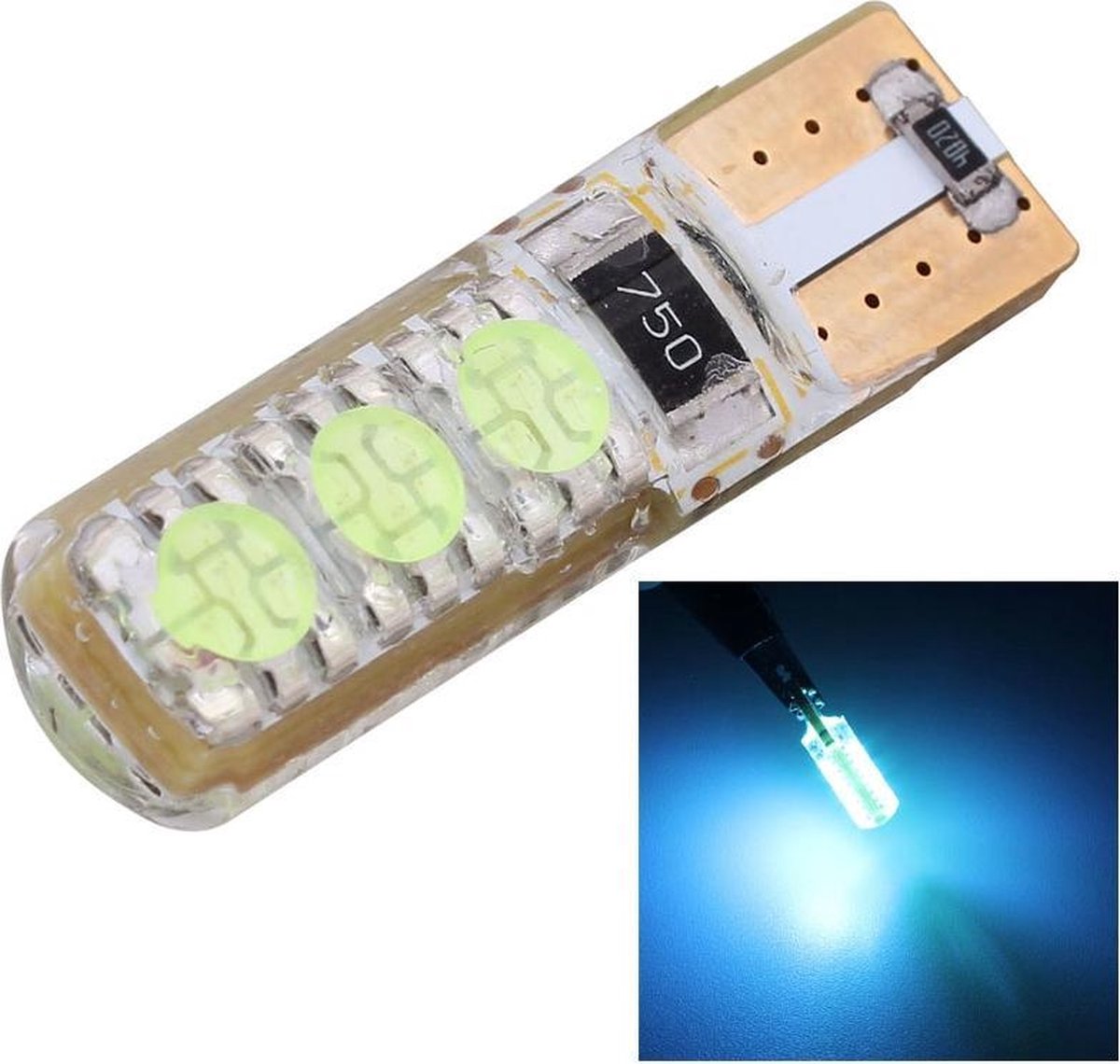 10 STUKS T10 3W 300LM Silicone 6 LED SMD 5050 Auto-opruimingslichten Lamp