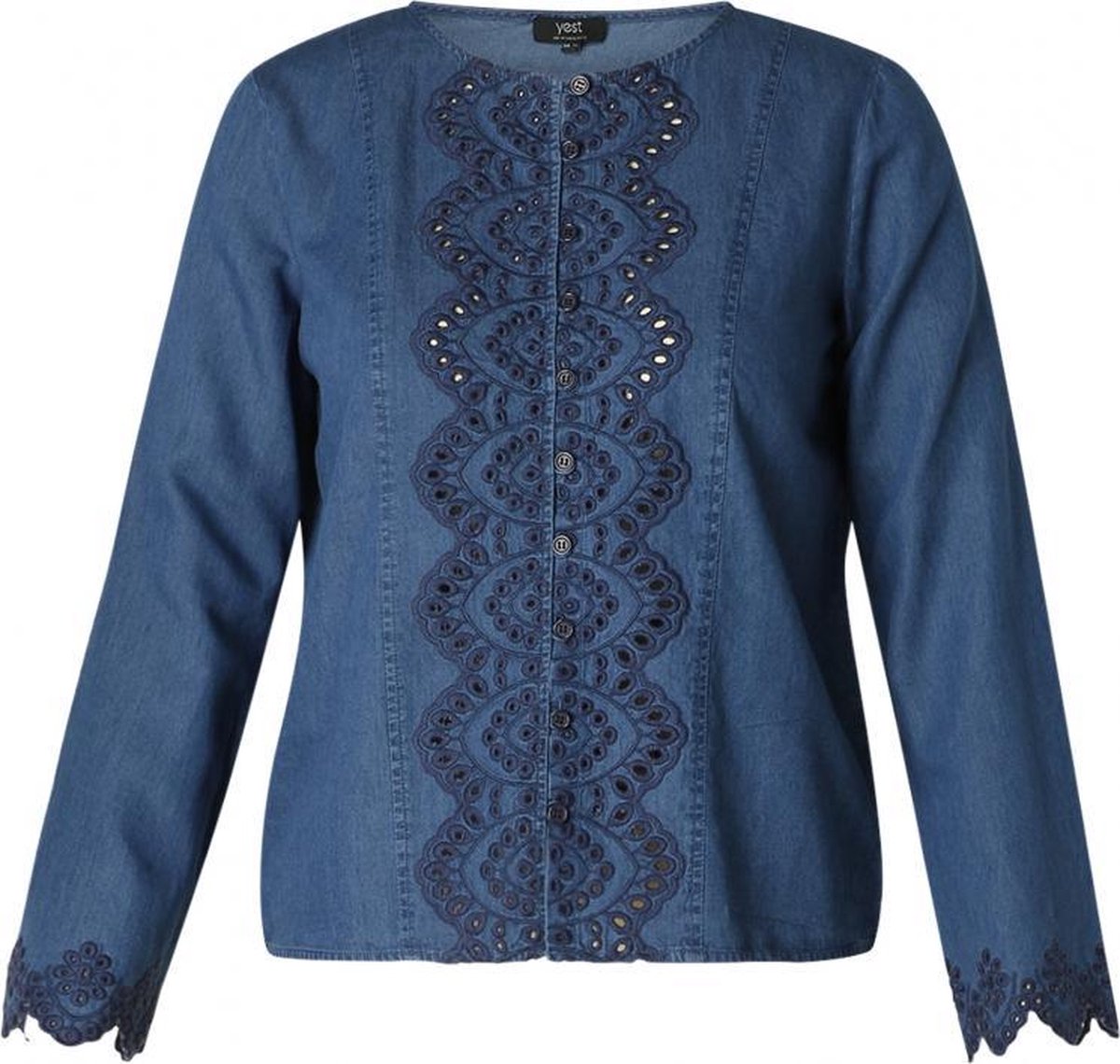 YESTA Hazina Blouse - Mid Blue Denim - maat X-0(44)