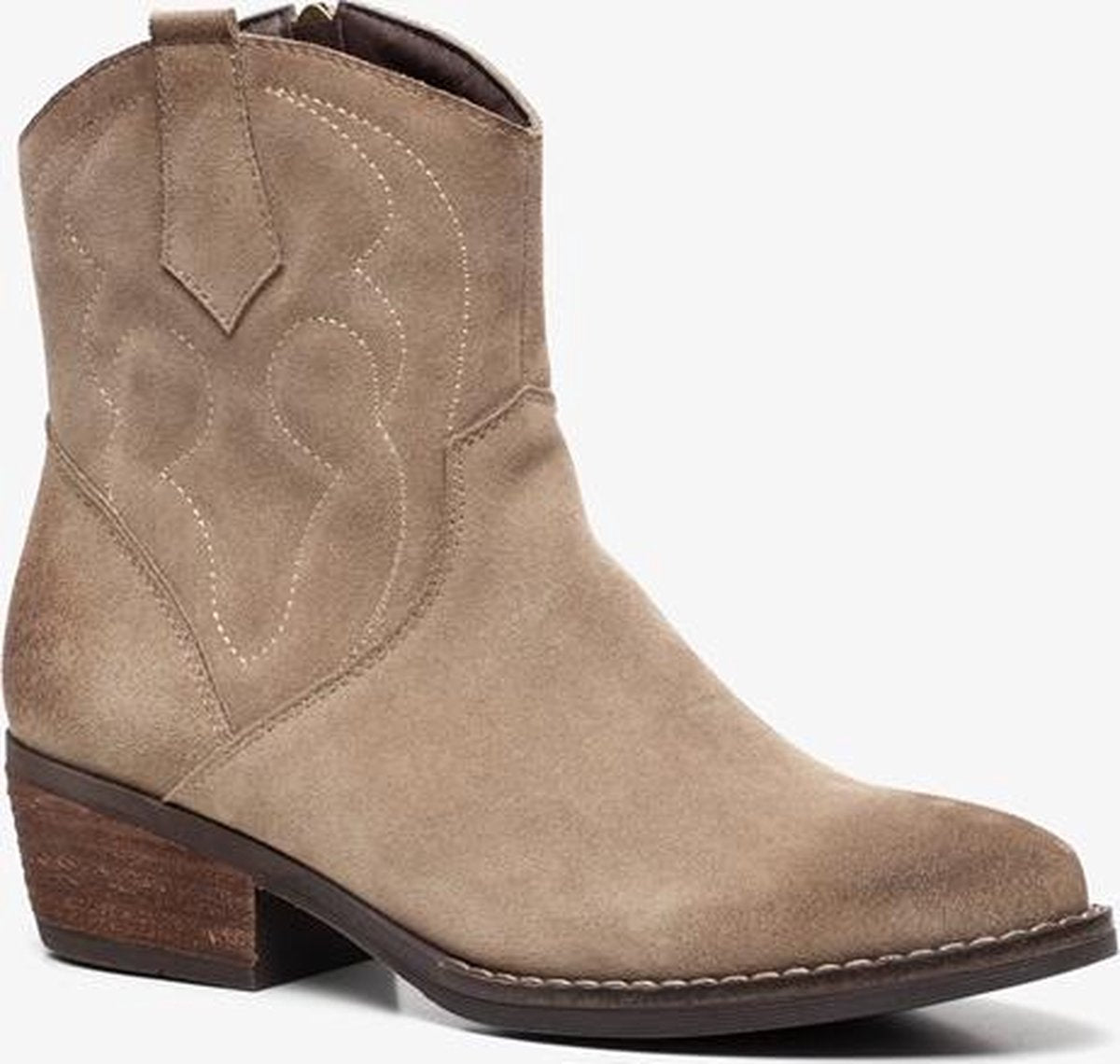 TwoDay suede dames cowboy western laarsjes - Beige - Maat 37