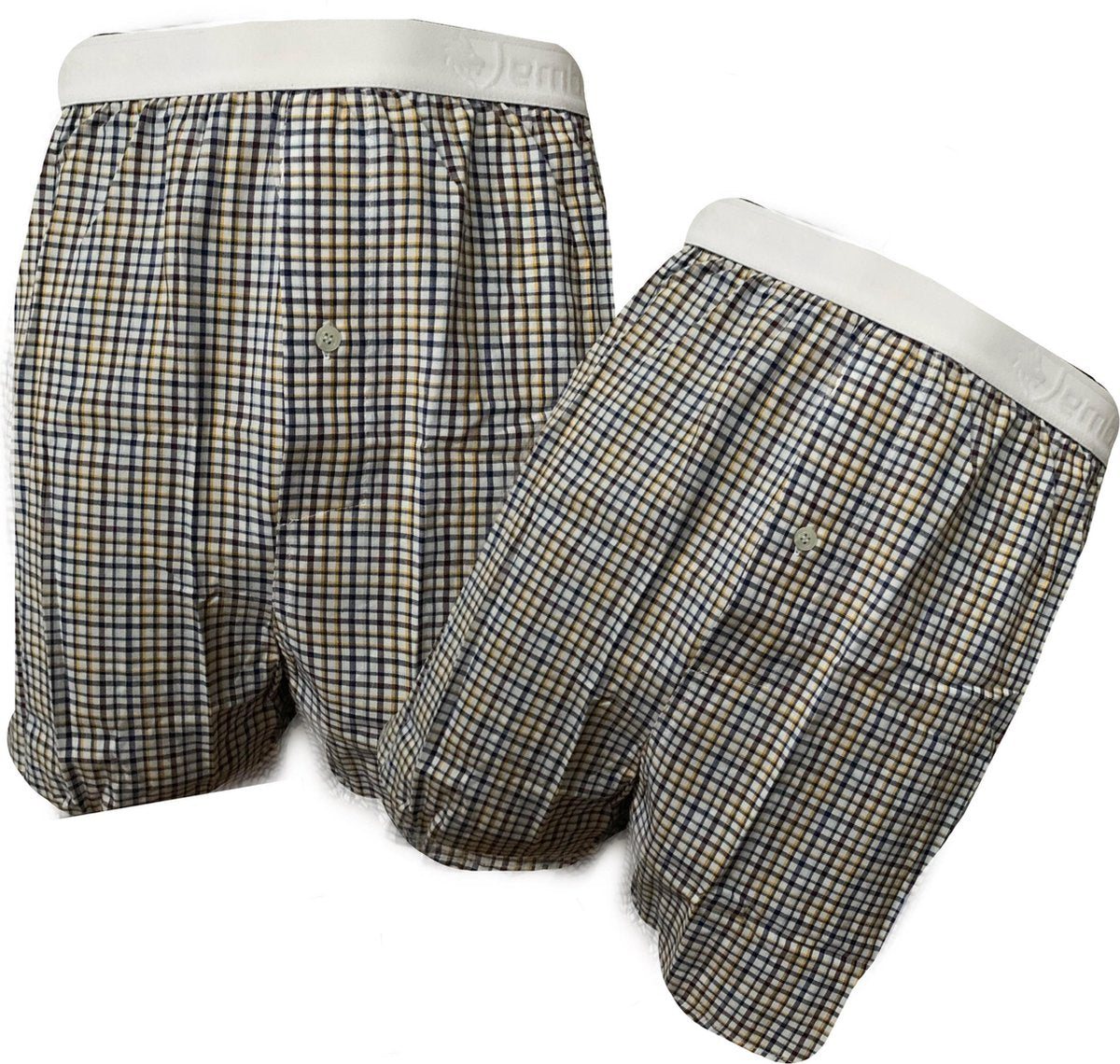 Embrator 2-stuks mannen Boxershorts geweven katoen wit/zwart/oker 3XL