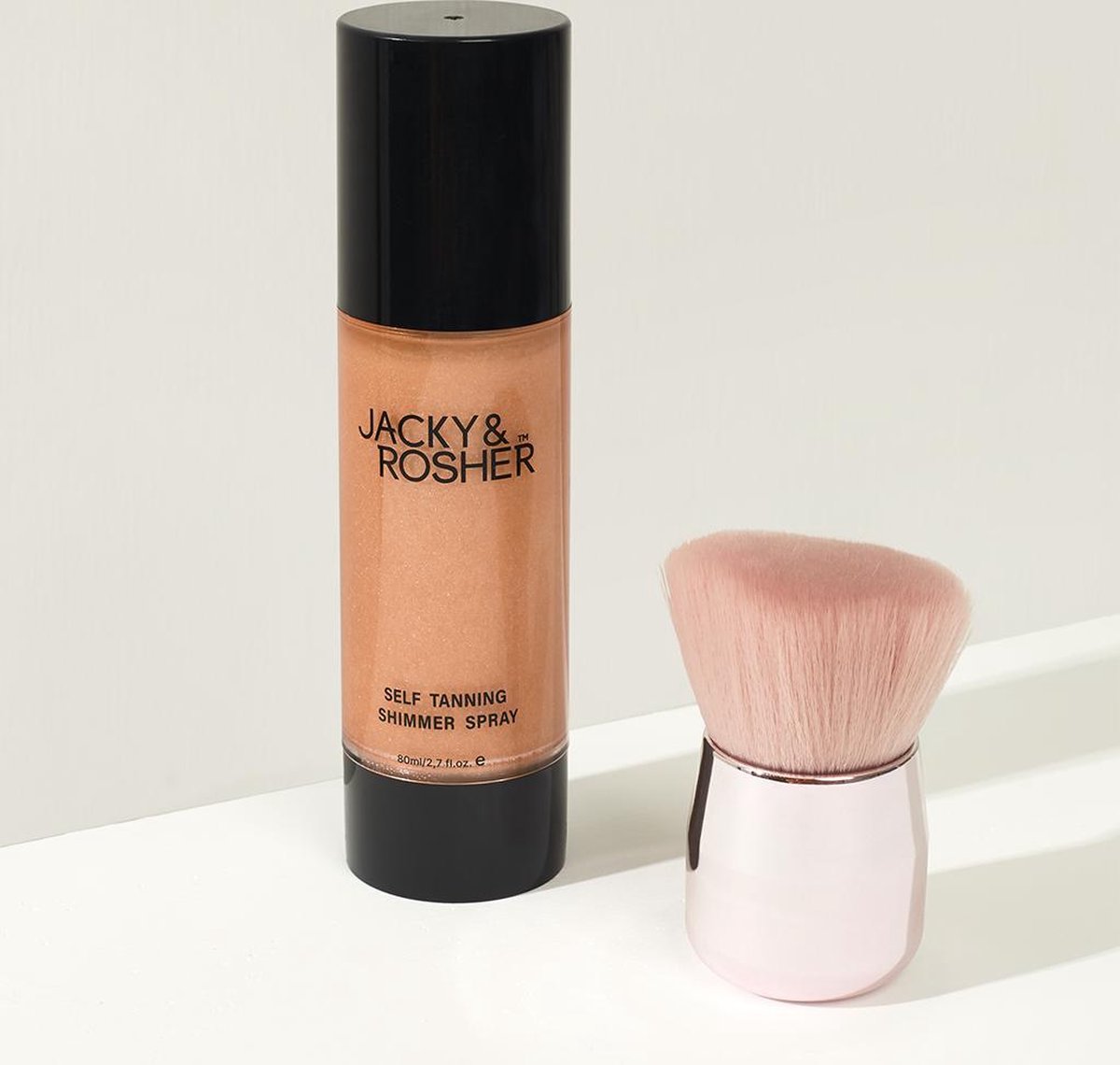 JACKY & ROSHER Kabuki & Glow - Zelfbruiner - Self Tanning Shimmer Spray - lite + Kabuki Brush