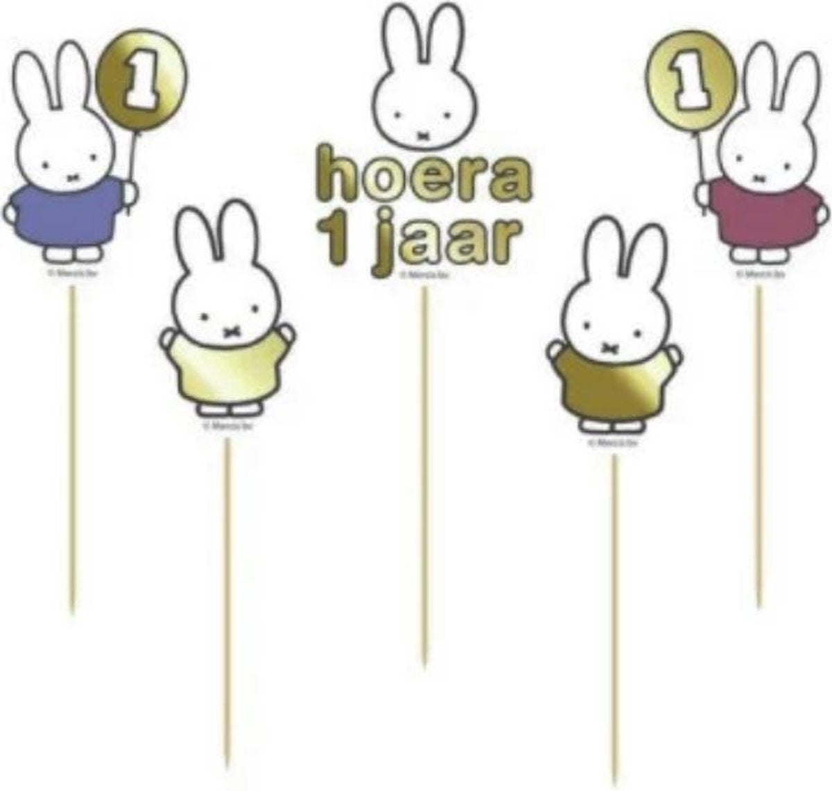 Haza Original Caketopper Nijntje 1 Jaar 14 Cm Papier 5 Stuks