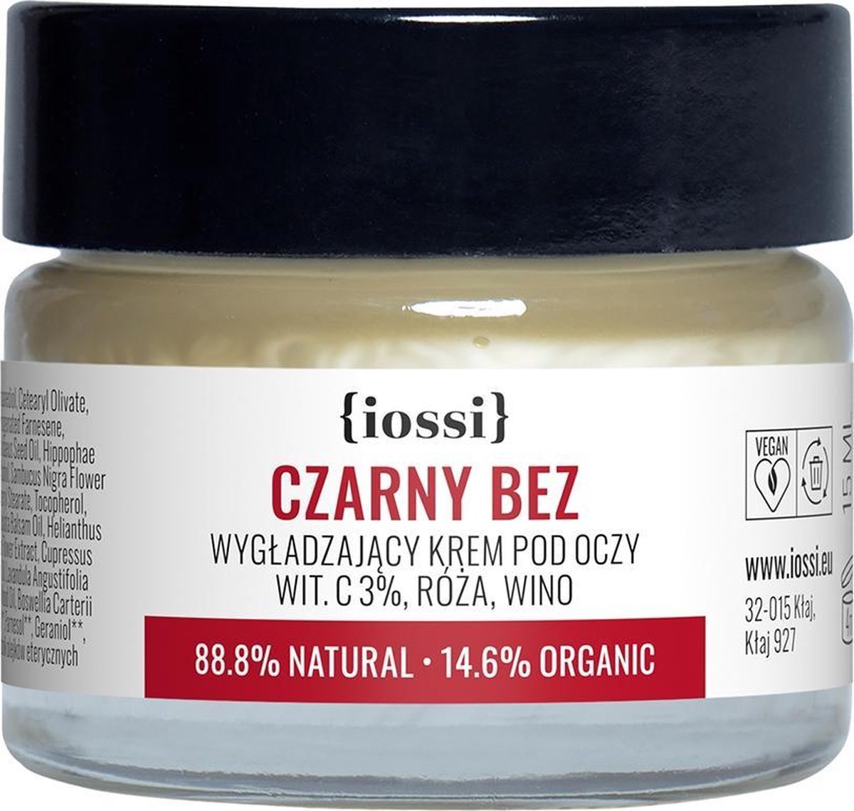 Zwarte Vlierbes Gladmakende Oogcrème Vitamine C 3% & Roos & Wijn 15ml