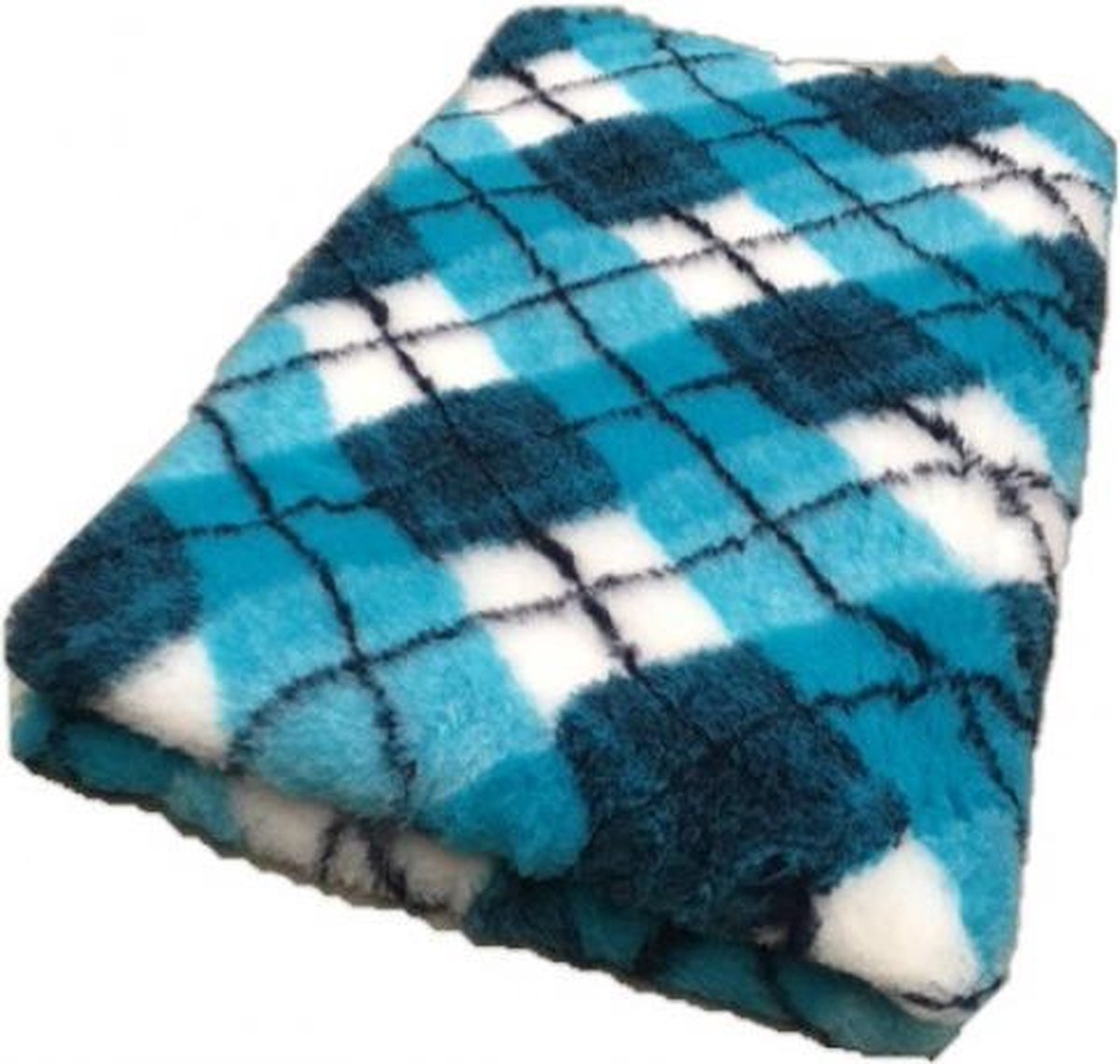 Vetbed - Dierenmat - Hondendeken - Dierenkleed - Diamond Ruit- Turquoise Blauw Wit - latex anti-slip - Machine wasbaar