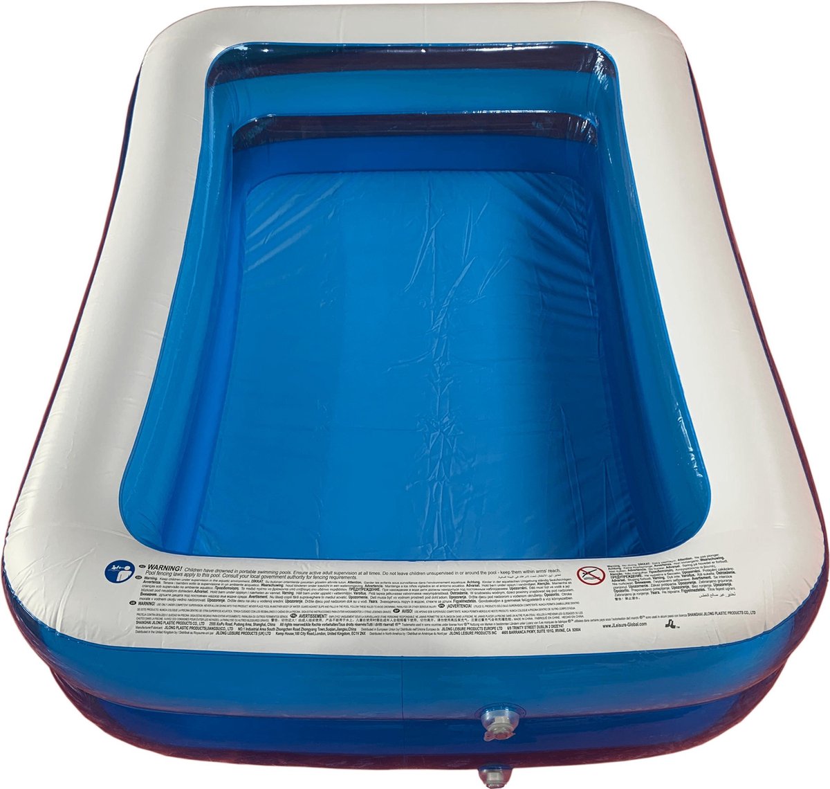 Opblaasbaar Zwembad Rechthoekig Blauw - 200x150x50 Kinderbad - Familie bad - Zwemparadijs - opblaas zwembad in tuin - met leegloop ventiel