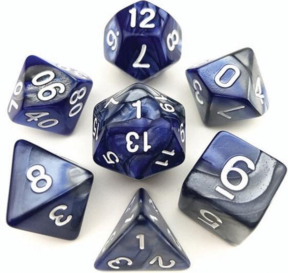 Dobbelsteen setje - PolyDice Black & Blue dobbelstenen voor o.a. Dungeons & Dragons