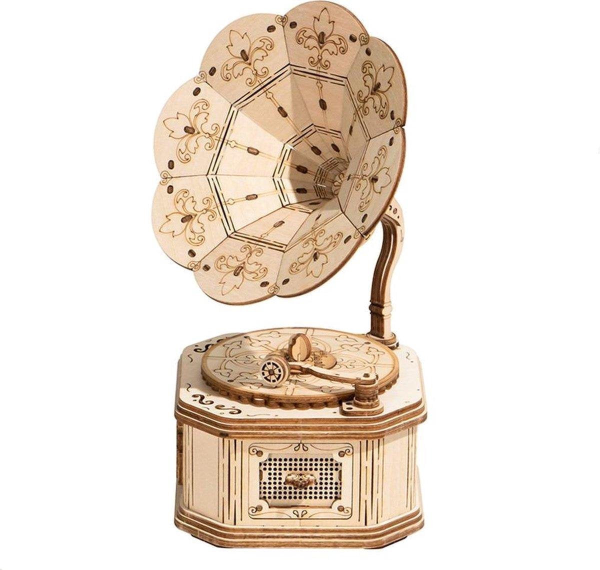 3D Wooden Puzzel Gramophone