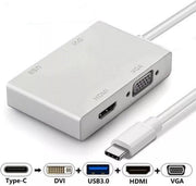 4in1 Type-C naar HDMI VGA DVI USB3.0 Adapter Convertor voor Laptop