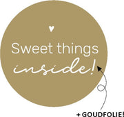 Stickers | Sweet things inside | 10 stuks | Goud - wit | Sweet Table | Snoepzakjes